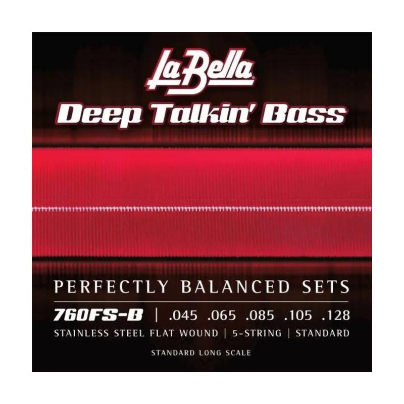 La Bella 760FS-B Deep Talkin' Bass Stainless Steel Flat Wound Standard Bass Guitar Strings 45-128